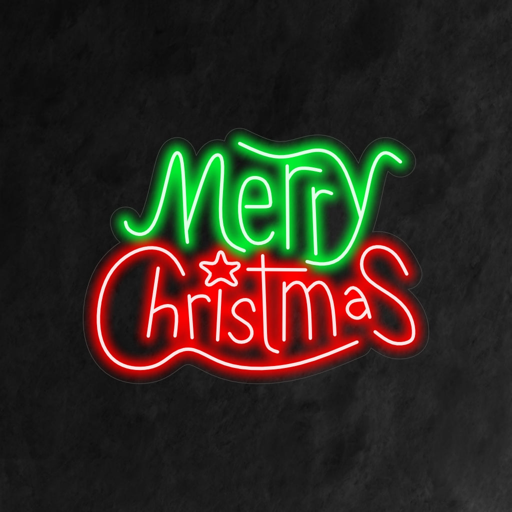 "Merry Christmas With Star Neon Sign" on juhlava ja tyylikäs lisä loma-aiheiseen sisustukseen. Neonvalo, joka lisää ripauksen taikuutta joulujuhliin.