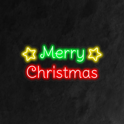 "Merry Christmas With Stars Neon Sign" är ett bländande och festligt tillskott till din interiör med semestertema. Ett neonljus som ger stjärnornas briljans till julfirandet.