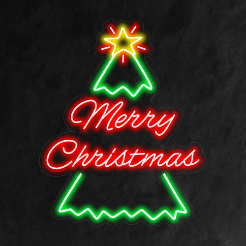 "Merry Christmas and Tree Neon Sign" on juhlava ja klassinen lisä loma-aiheiseen sisustukseen. Neonvalo, jossa yhdistyy joulun ilo ja perinteinen puumuotoilu.