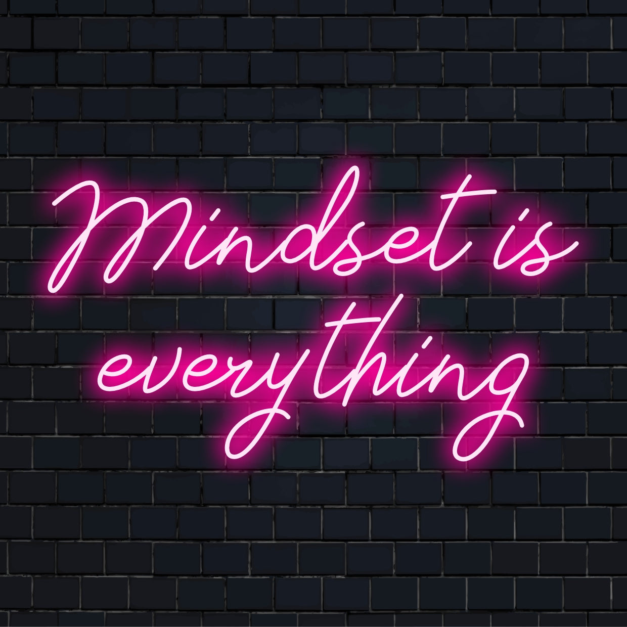 Custom LED neon sign featuring the phrase Mindset Is Everything, perfect for motivational neon art and personalized decor.