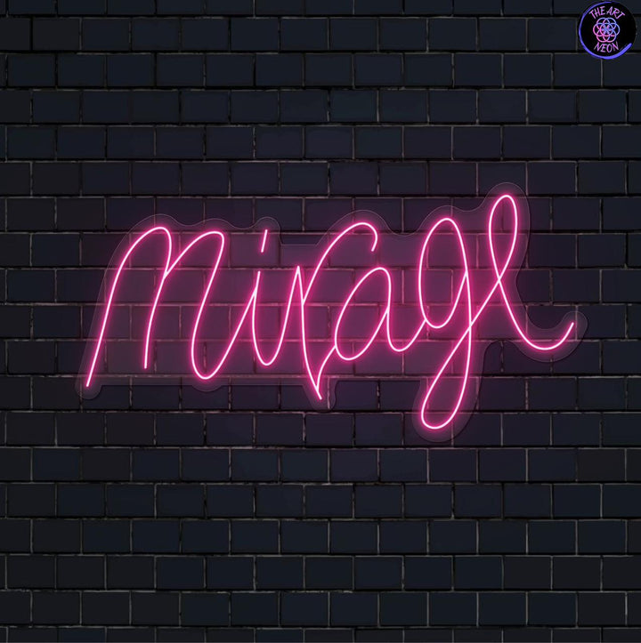 Havainnollistava vedos näyttävästä 120 × 60 cm:n neonlogosta