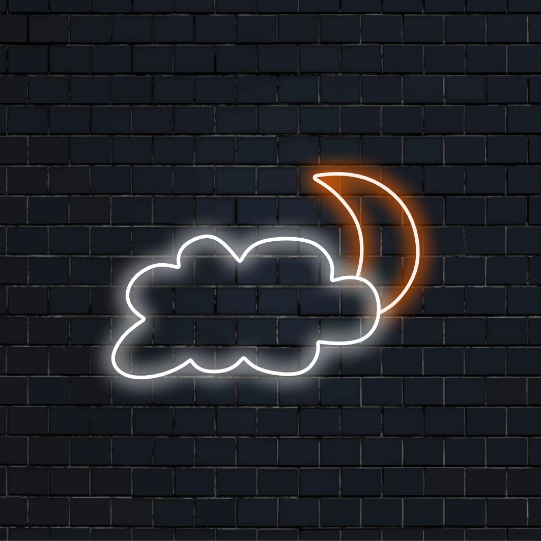 "Moon and Cloud Neon Sign" on unenomainen ja tunnelmallinen lisä tiloihin, jotka etsivät ripausta taivaallista charmia. Valaise yöllä viehätysvoimalla!