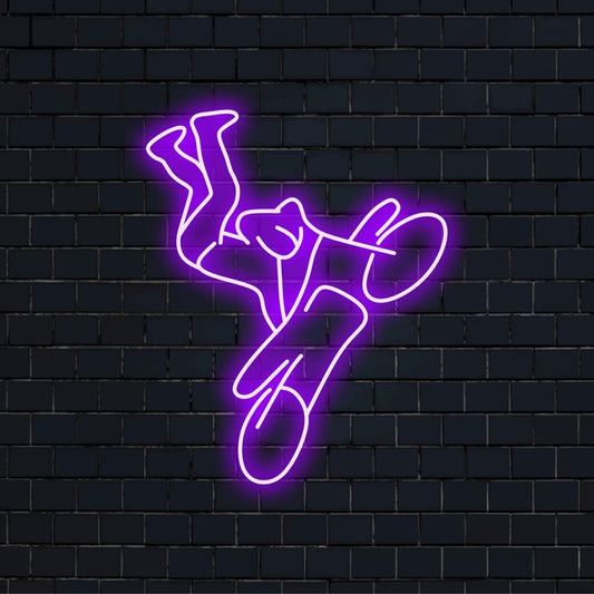 Dynamic Motorbike Acrobatic LED Neon Sign, perfect for vibrant neon wall art and personalized neon light decor.