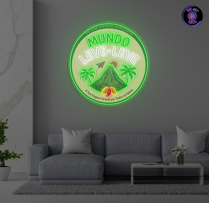 Havainnollistava vedos monivärisestä yrityslogosta neonvalona