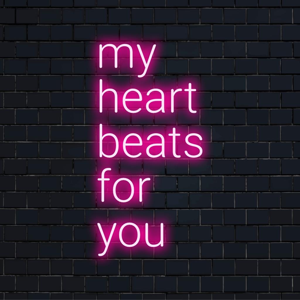 Mukautettu LED-neonkyltti, jossa on My Heart Beats For You, täydellinen lisäämään sydämellistä hehkua mihin tahansa tilaan.