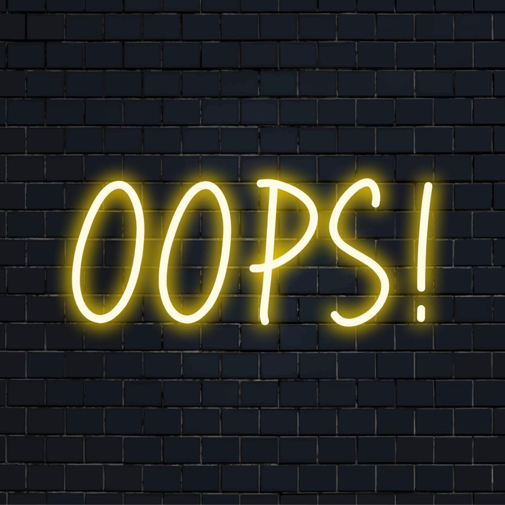 Vilkkuva kirkas mukautettu LED-valokuva Hups! eloisissa väreissä, täydellinen katseenvangitsija kodin tai yrityksen sisustukseen.