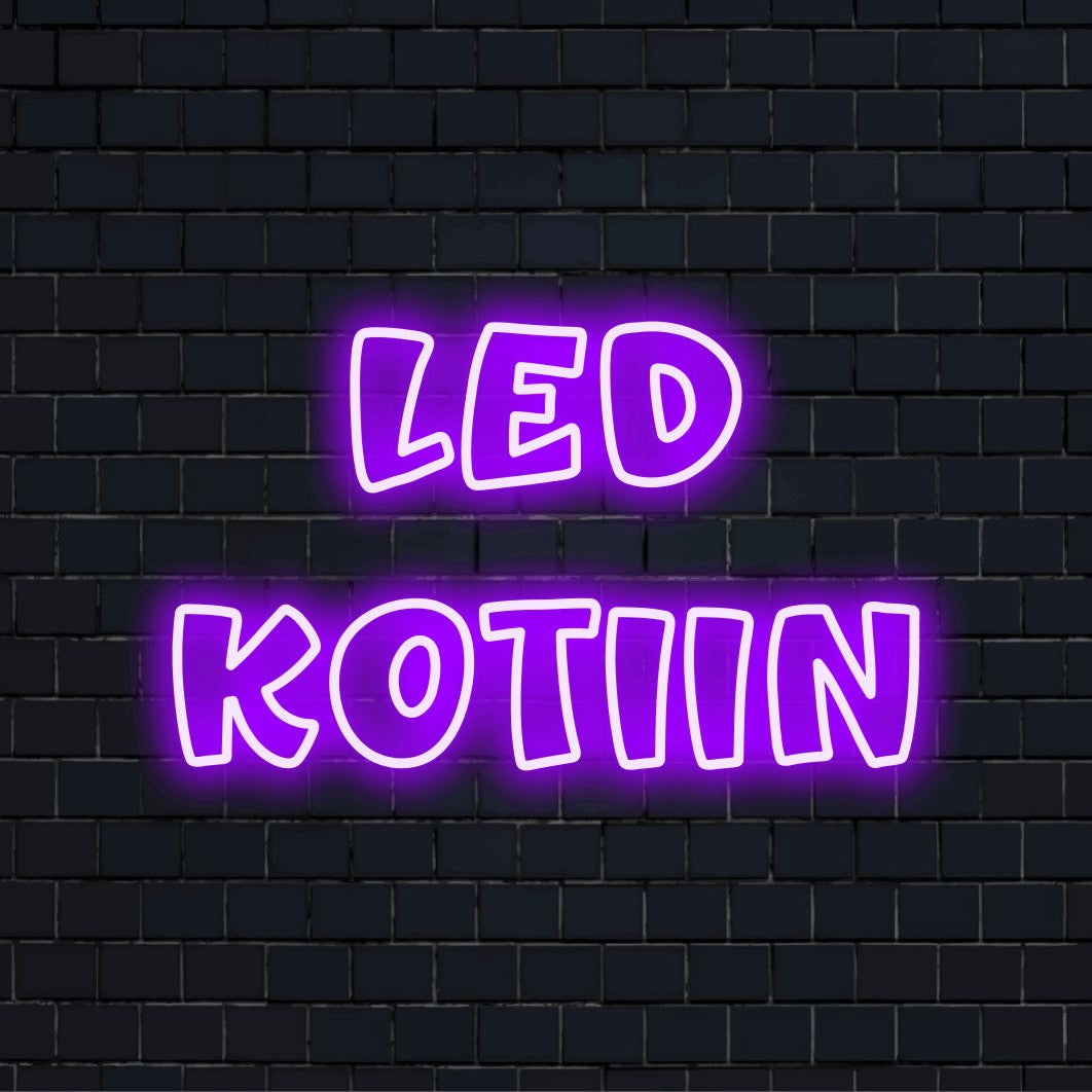 LED-valokyltti tekstillä "LED kotiin"