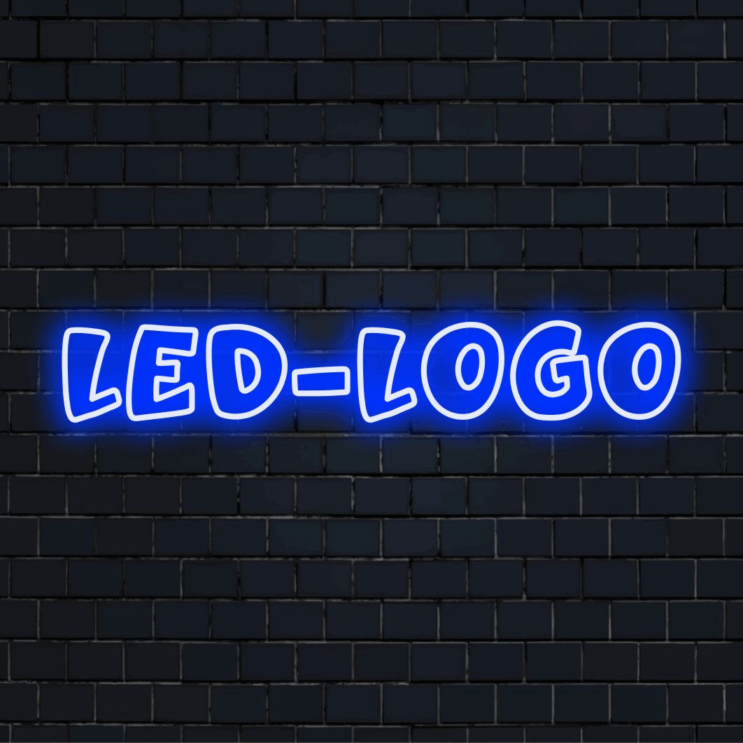 Personoitu LED-logokyltti tekstillä "LED-logo"