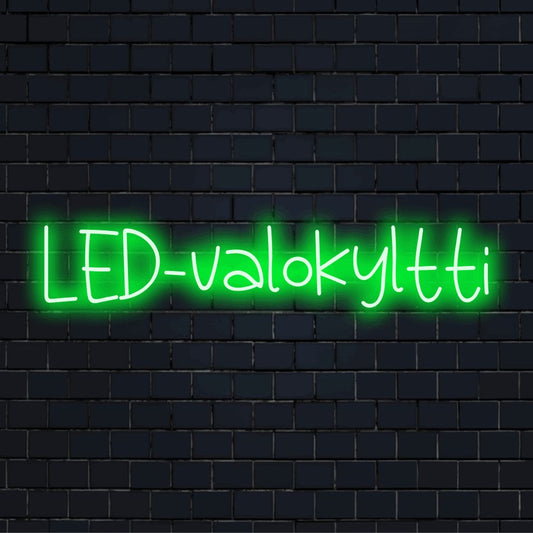 LED-valokyltti tekstillä "LED-valokyltti"