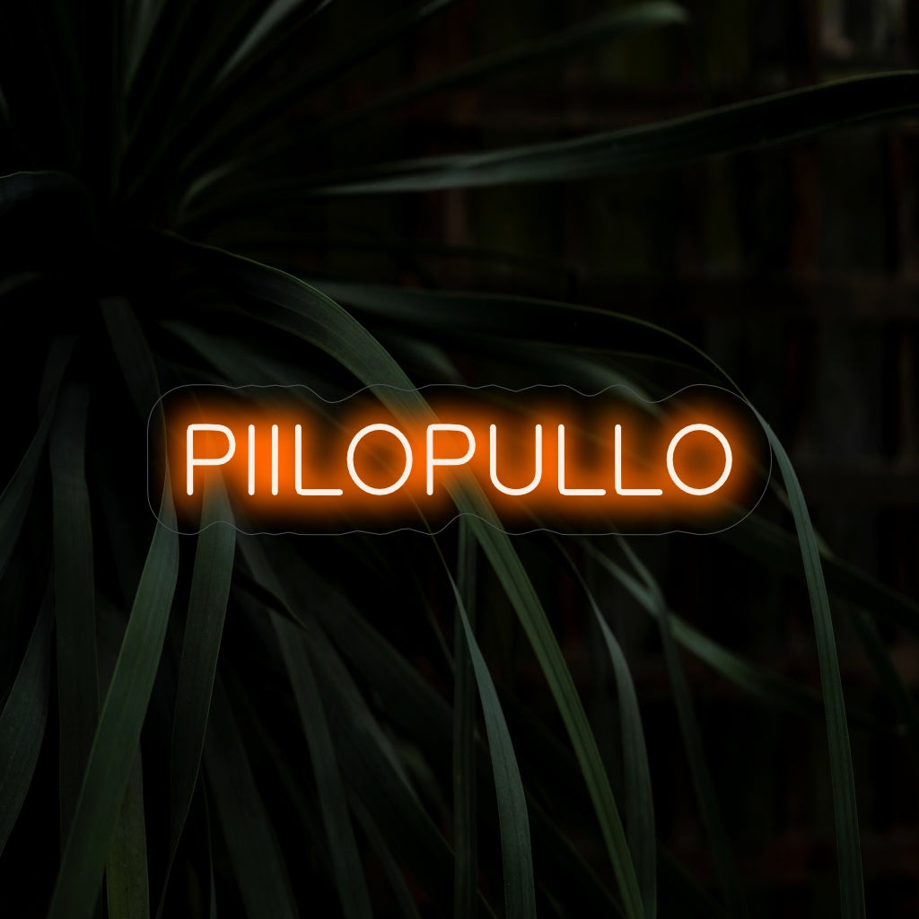 "Pillopullo Neon Sign" is a playful and unique addition, perfect for spaces that embrace a whimsical and lighthearted atmosphere. Illuminate with Finnish charm and fun!