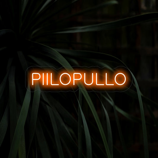 "Pillopullo Neon Sign" is a playful and unique addition, perfect for spaces that embrace a whimsical and lighthearted atmosphere. Illuminate with Finnish charm and fun!