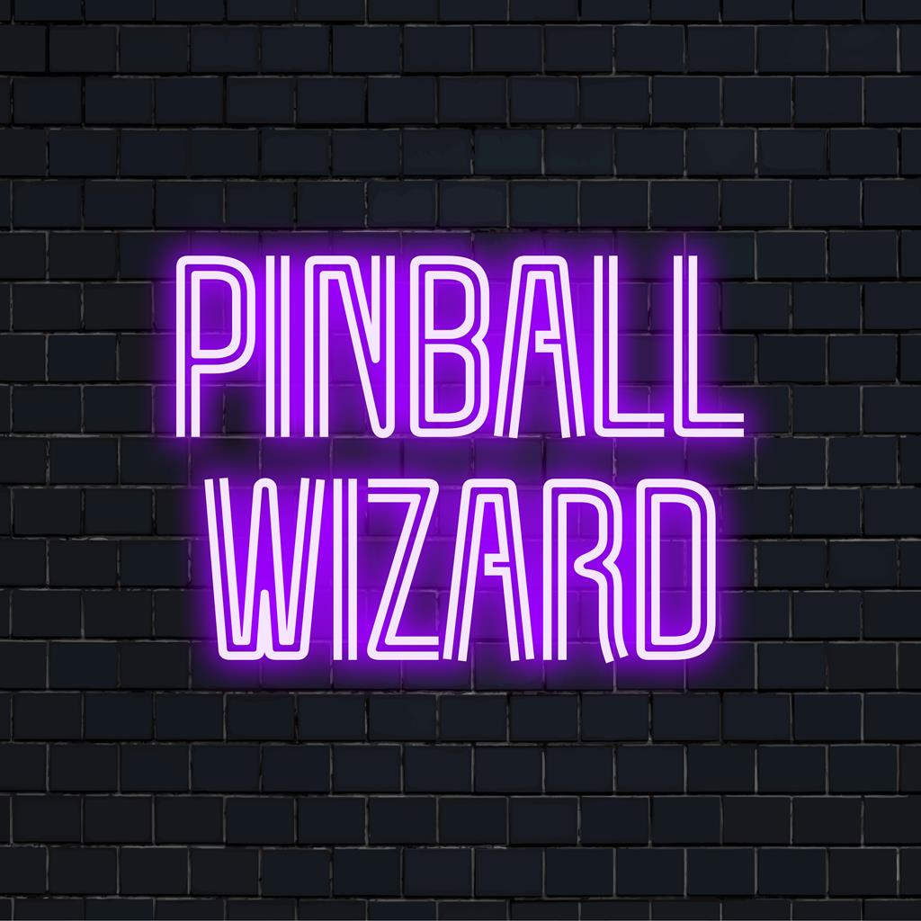Pimball Wizard LED-valokyltti; upea kappale niille, jotka etsivät persoonallista neonkirkkautta ja mittatilaustyönä valmistettua vaaleaa sisustusta.