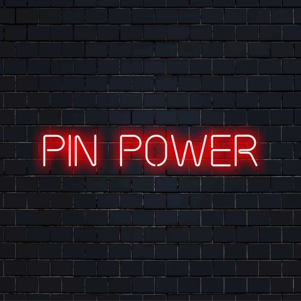 Mittatilaustyönä valmistettu LED-neonkyltti Pin Powerilla, täydellinen ainutlaatuiseen sisustukseen���korostaa mitä tahansa tilaa tällä eloisalla luomuksella.