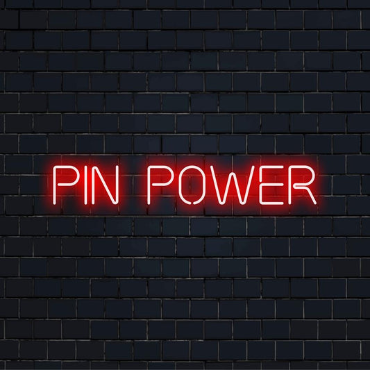 Custom-made LED neon sign featuring Pin Power, perfect for unique decor—elevate any space with this vibrant creation.