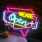WE ARE Open + – Geometrinen reunus – LED-neonvalomainos (5 V USB)