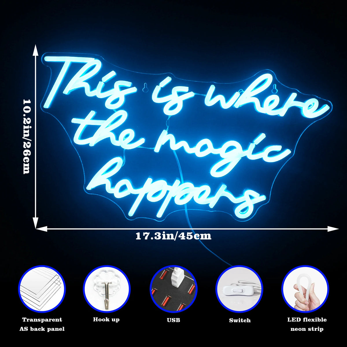This is Where The Magic Happens – LED-neonkyltti (5 V USB)