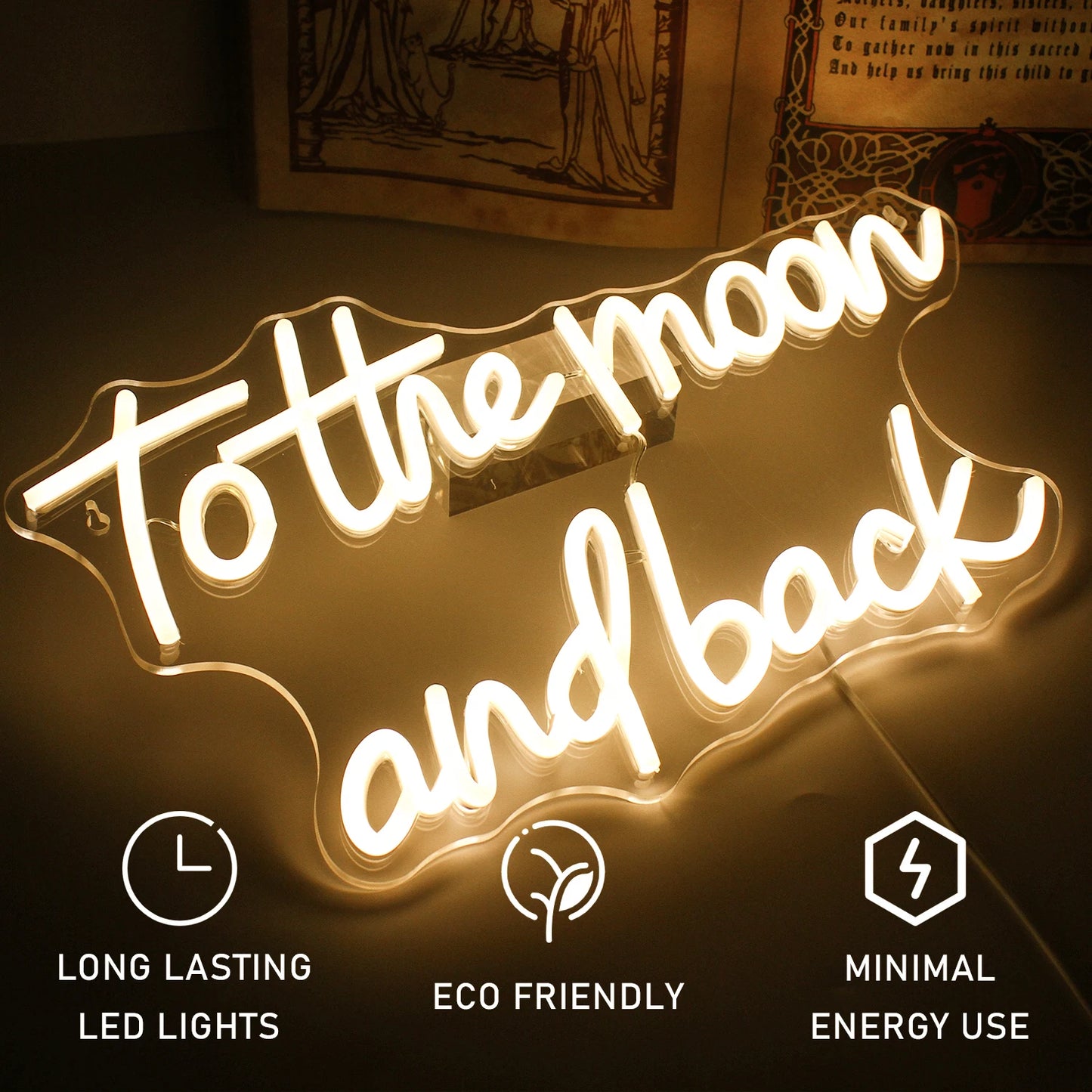 To The Moon And Back 5V Mini USB  LED Neon Sign - Budget Friendly