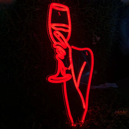 Woman Wine glass 5V Mini USB LED Neon Sign - Budget Friendly