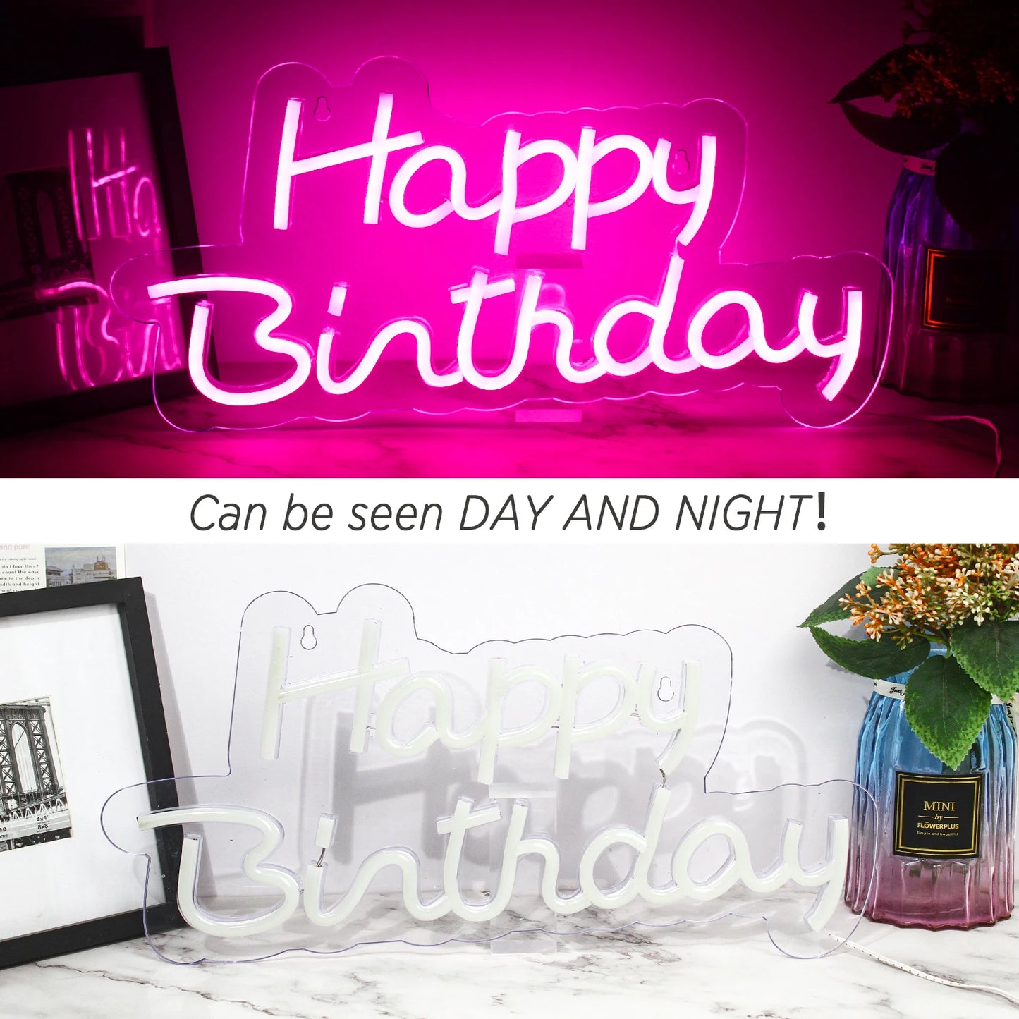 Happy Birthday 5V Mini USB LED Neon Sign - Budget Friendly