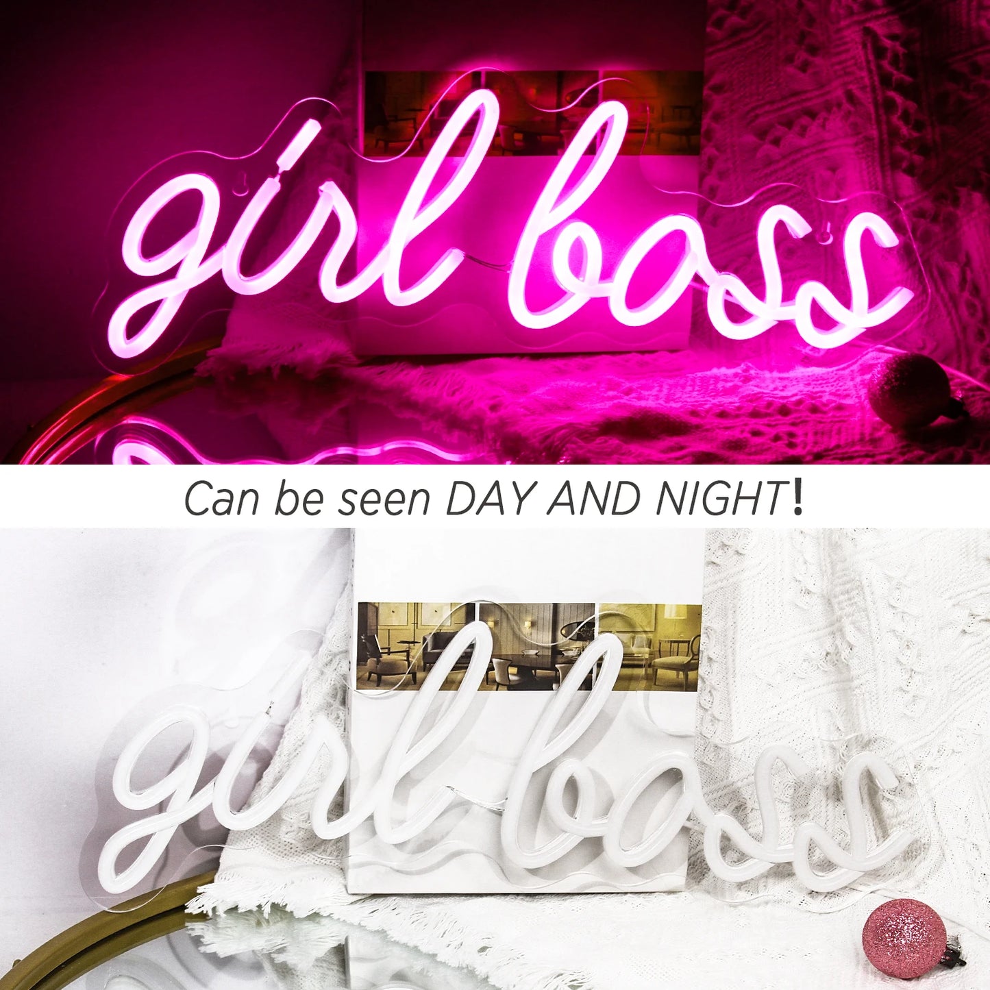 Girl Boss 5V Mini USB LED Neon Sign - Budget Friendly