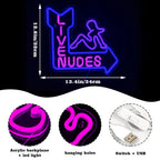 LIVE NUDES – Makaavan naisen siluetti ja nuoli – LED-neonkyltti (5 V USB)