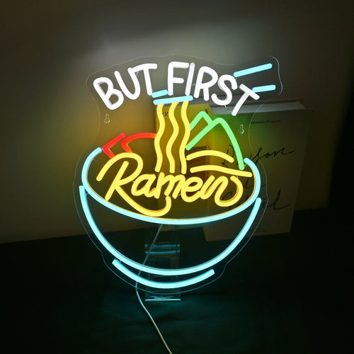 BUT FIRST Ramen – Ramen-kulho ja syömäpuikot – LED-neonvalomainos (5 V USB)