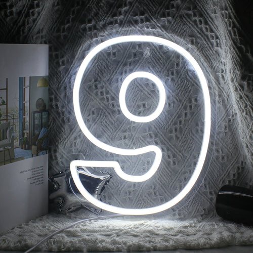 Födelsedagssiffror 0–9 – LED-neonskylt (5 V USB)