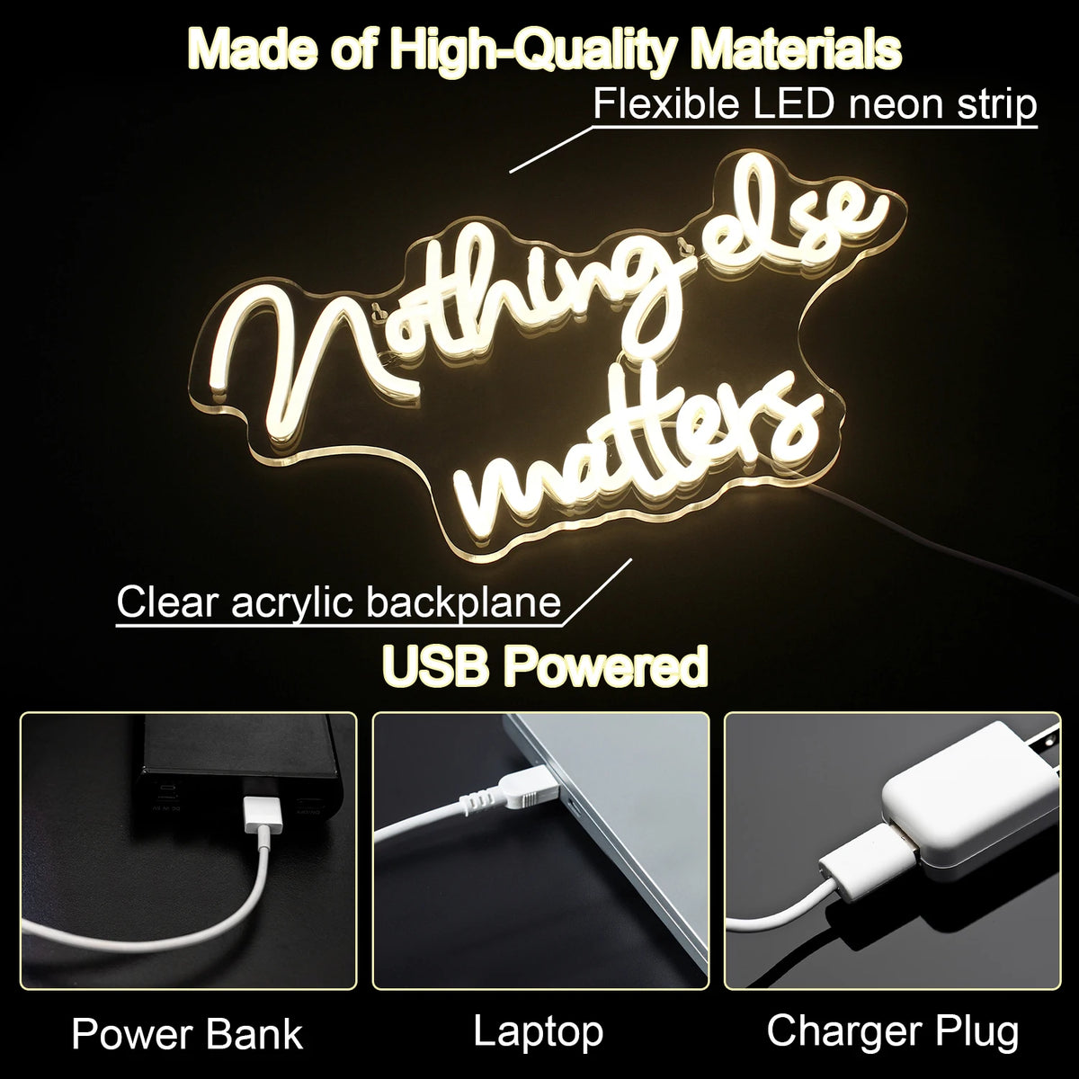 Nothing Else Matters – LED-neonkyltti (5 V USB)