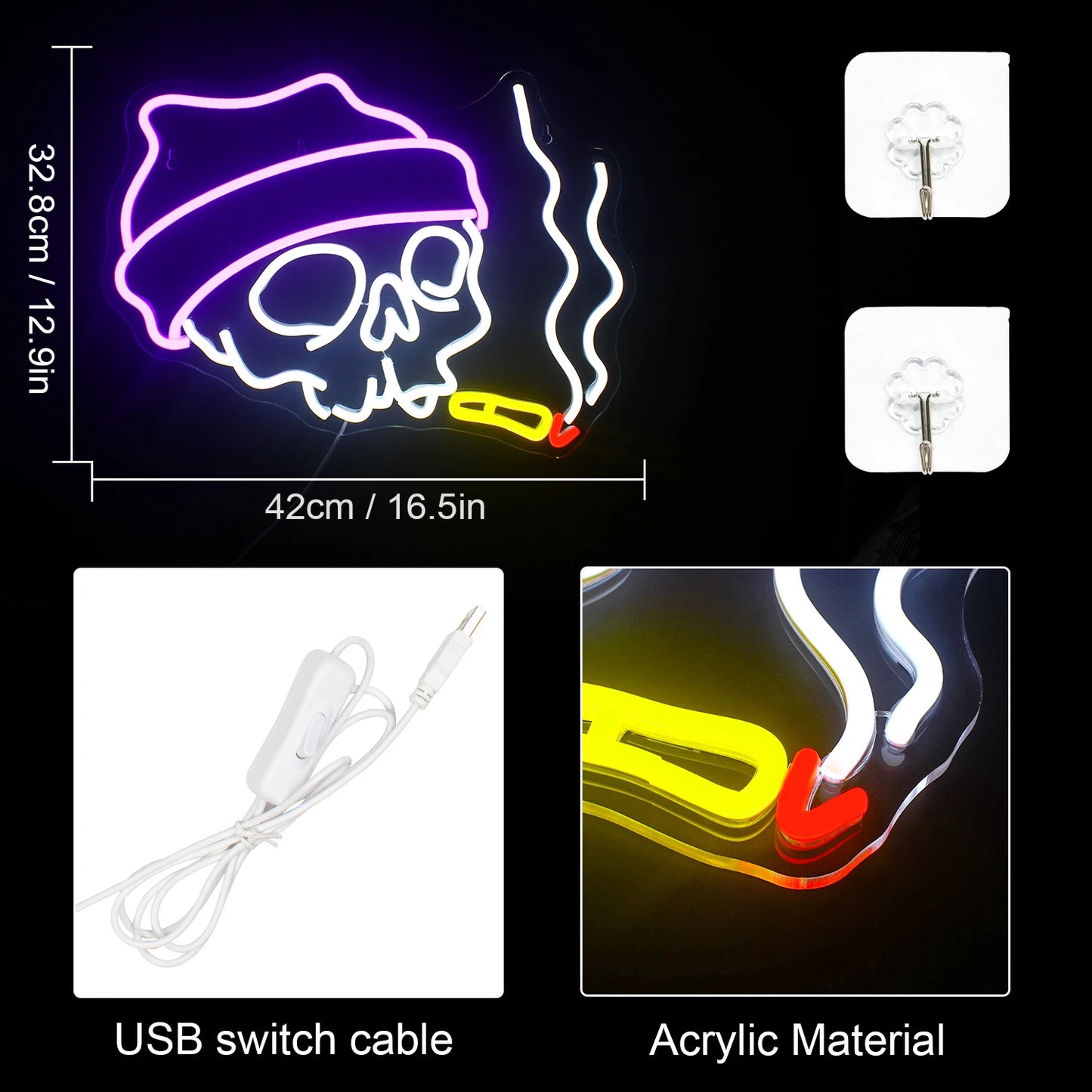 Skull 5V Mini USB LED Neon Sign - Budget Friendly