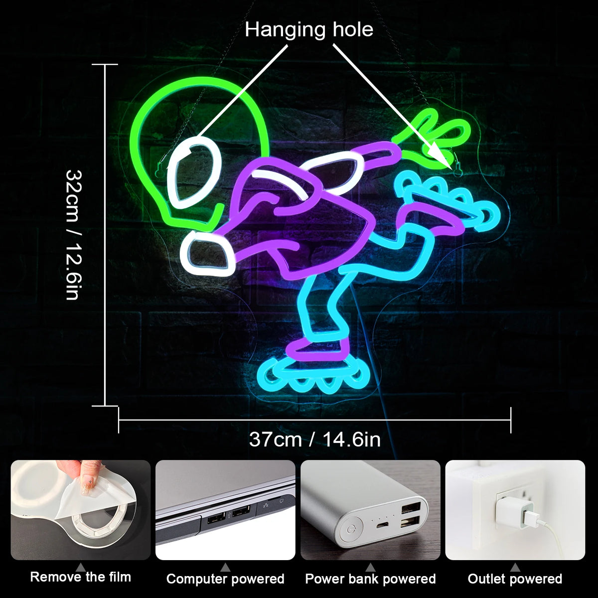 Alien 5V USB LED Led Neon Kyltti - Budjettiystävällinen