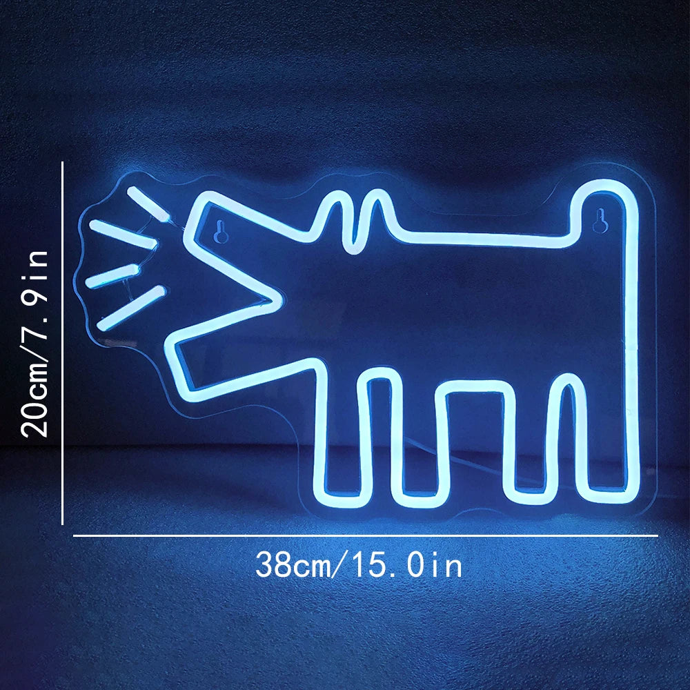 Haukkuvan koiran ääriviiva – LED-neonkyltti (5 V USB)