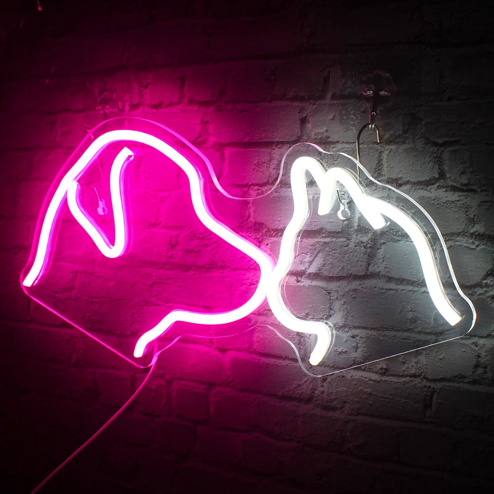 Koira ja kissa – LED-neonkyltti (5 V USB)
