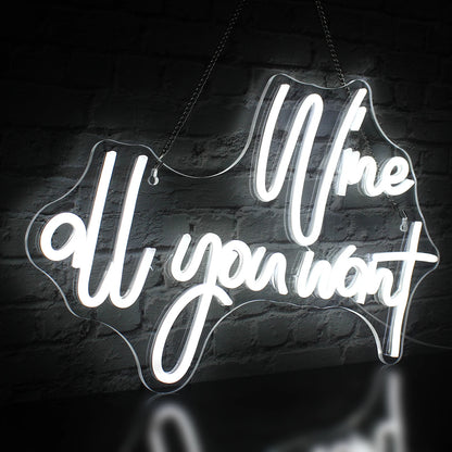 Wine all you want 5V Mini USB LED Neon Sign - Budget Friendly