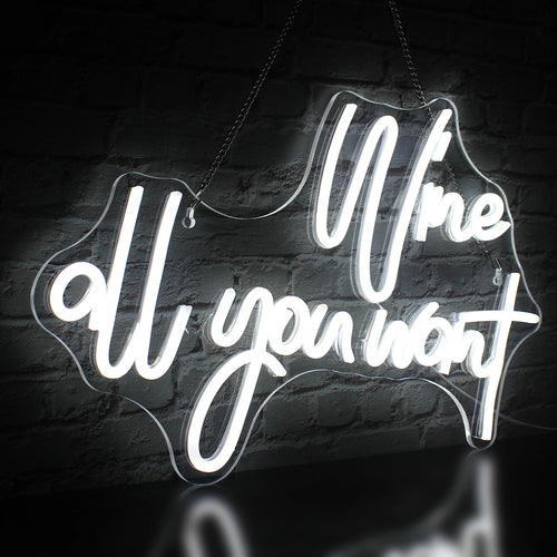 Wine all you want – LED-neonvalomainos (5 V USB)