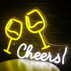 Cheers! – Kippistävät viinilasit – valokyltti (5 V USB)