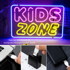 KIDS ZONE – Suorakaidekehys – LED-neonkyltti (5 V USB)