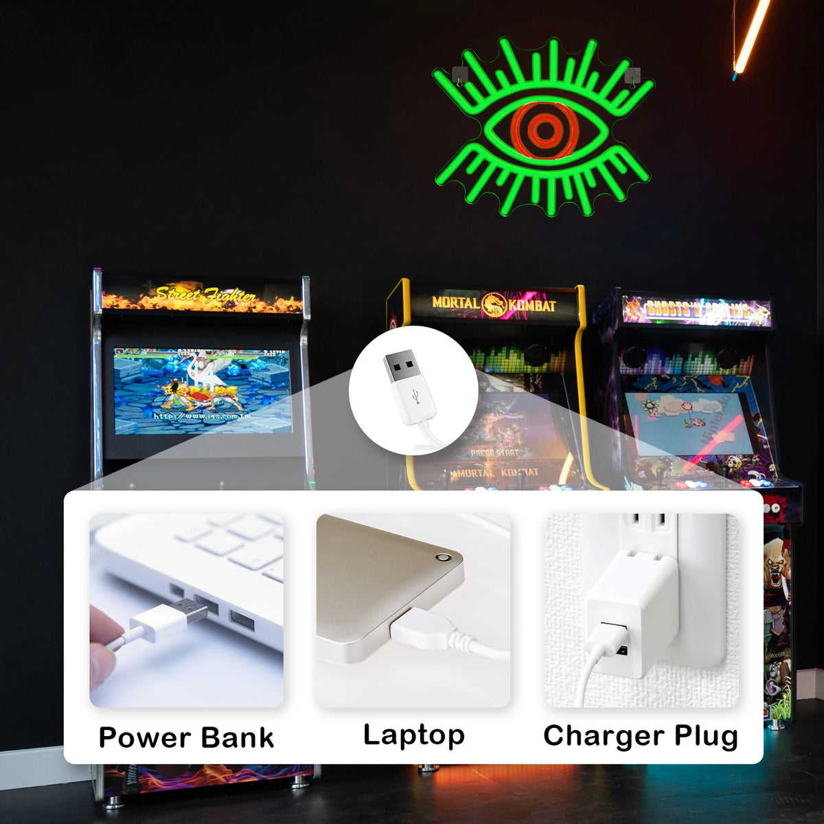 Silmät – LED-neonkyltti (5 V USB)