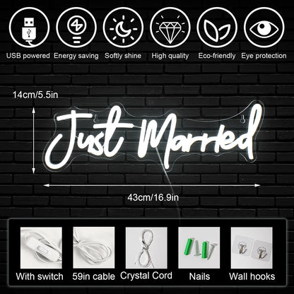 Just Married 5V USB LED Valokyltti - Budget Friendly