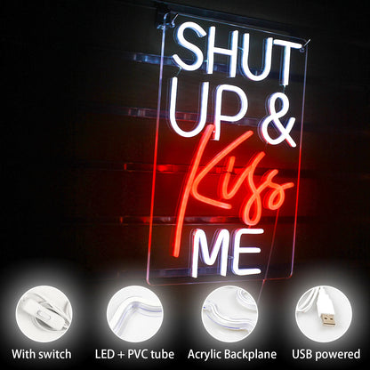 Shut Up Kiss Me 5V USB LED Neon Sign - Budget Friendly