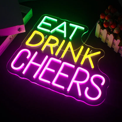 Eat Drink Cheers 5V Mini USB  LED Neon Sign - Budget Friendly