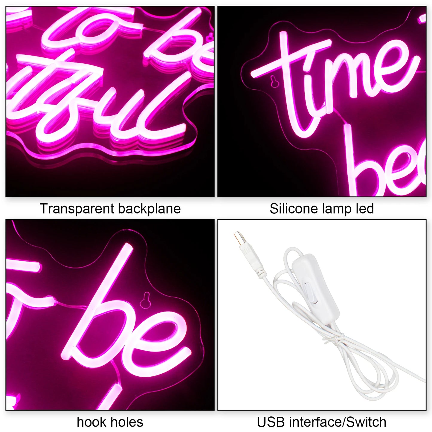 Time to be beautiful 5V Mini USB LED Neon Sign - Budget Friendly