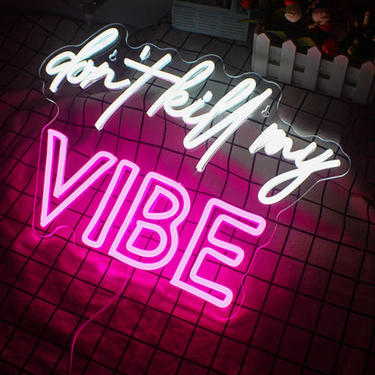 Don't Kill My Vibe 5V Mini USB LED Neon Sign - Budget Friendly