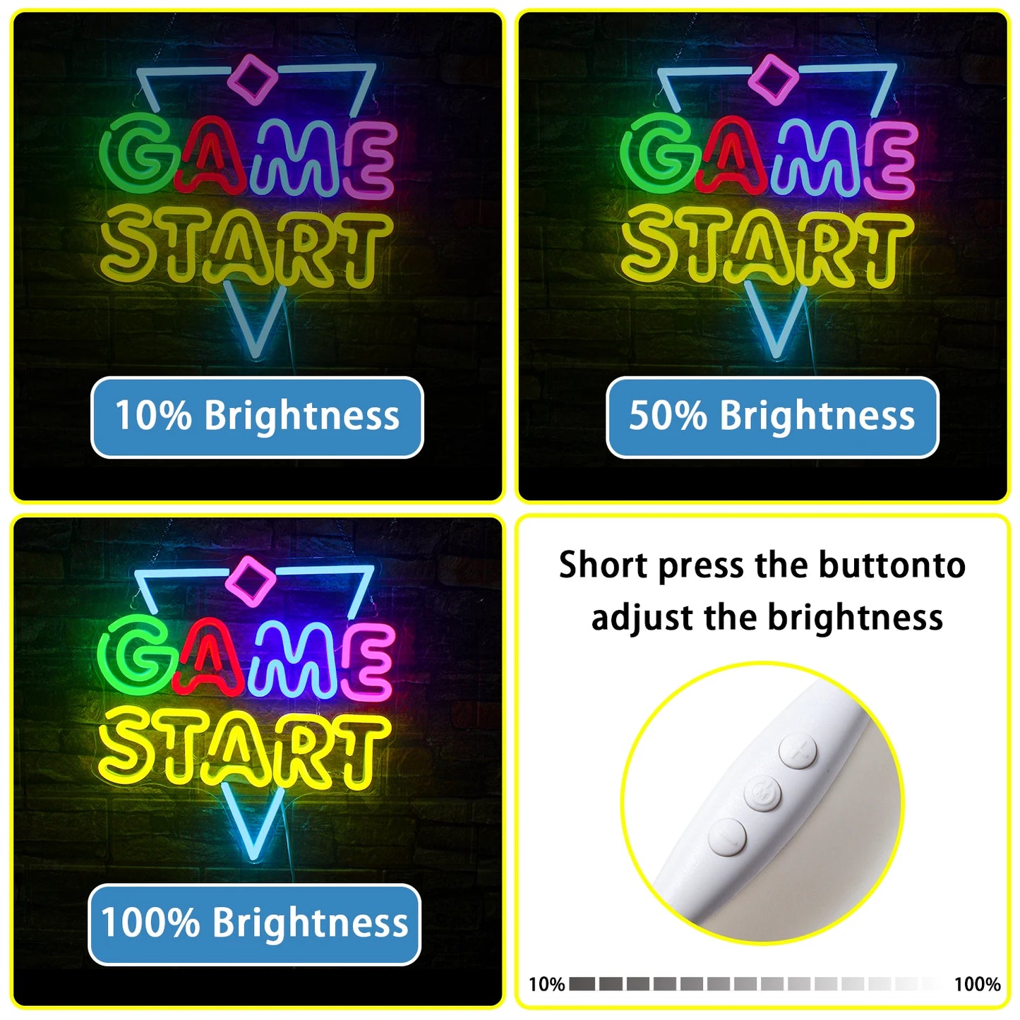 Game Start 5V Mini USB LED Neon Sign - Budget Friendly