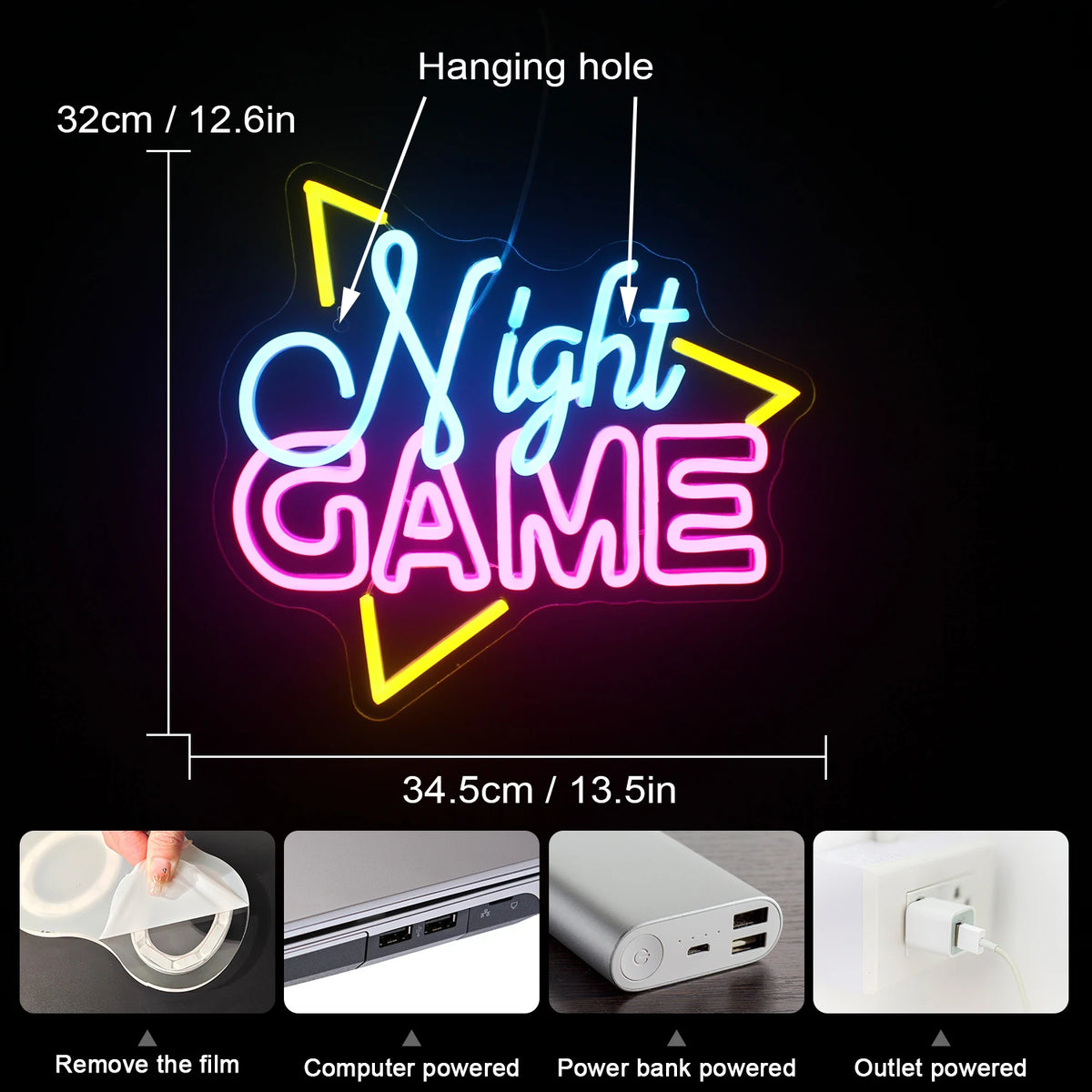 Night Game 5V USB LED Neon Sign - Budget Friendly