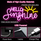 HELLO Sunshine – Aurinko – LED-neonkyltti (5 V USB)