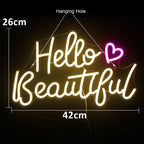 Hello Beautiful – LED-neonkyltti (5 V USB)