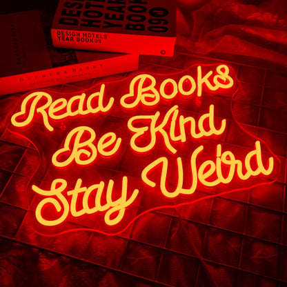 Read Books Be Kind Stay Weird 5V Mini USB LED Neon Sign - Budget Friendly