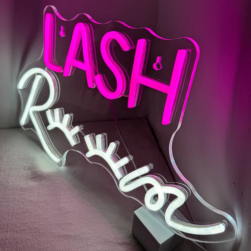 LASH ROOM – Silmäripset O-kirjainten tilalla – LED-neonvalomainos (5 V USB)