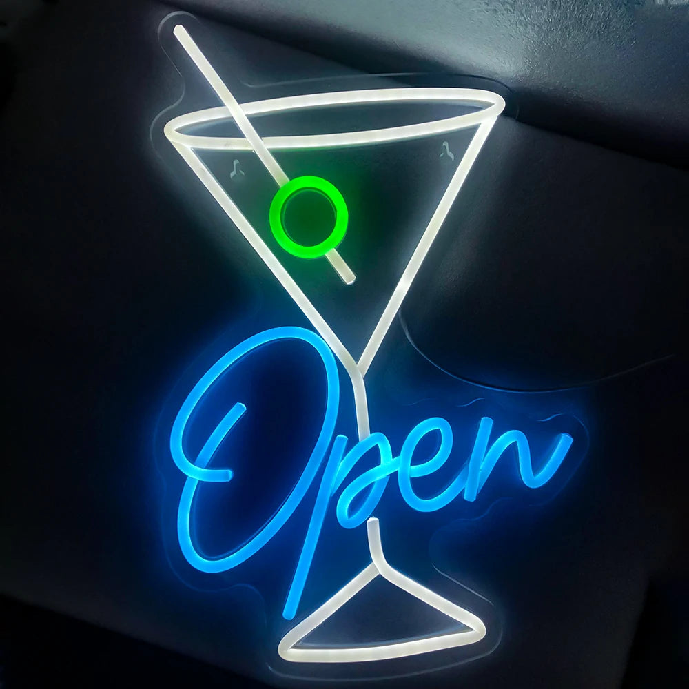 Open Wine Glass 5V Mini USB LED Neon Sign - Budget Friendly