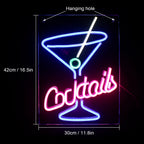 Cocktails – Martini-lasi – LED-neonvalomainos (5 V USB)